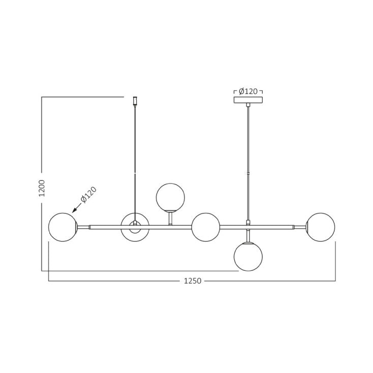BRAYTRON crna visilica 6xG9