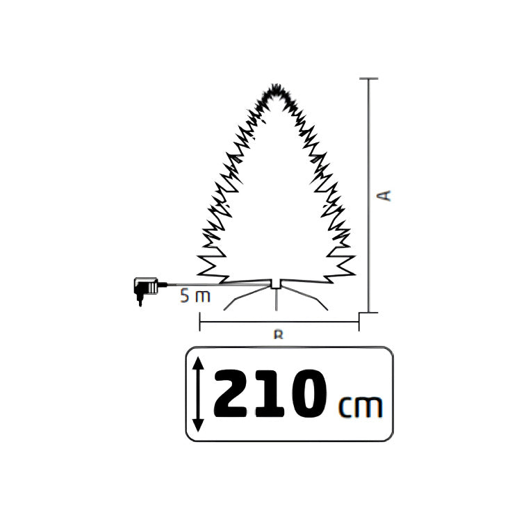 Veštačka jelka 210cm sa osvetljenjem i snegom