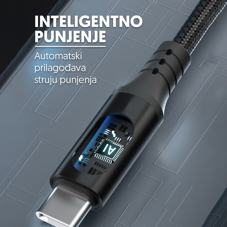 Kabel USB-A/USB-C, sa displejom, V3.0, 1m