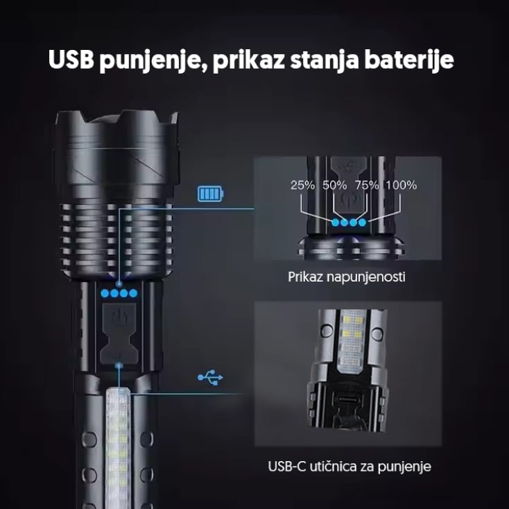 Ručna LED lampa, WHITE LASER LED 800mAh