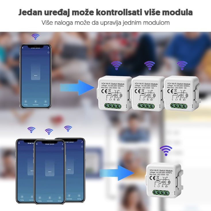 Wi-Fi smart prekidač-modul, 1x10A