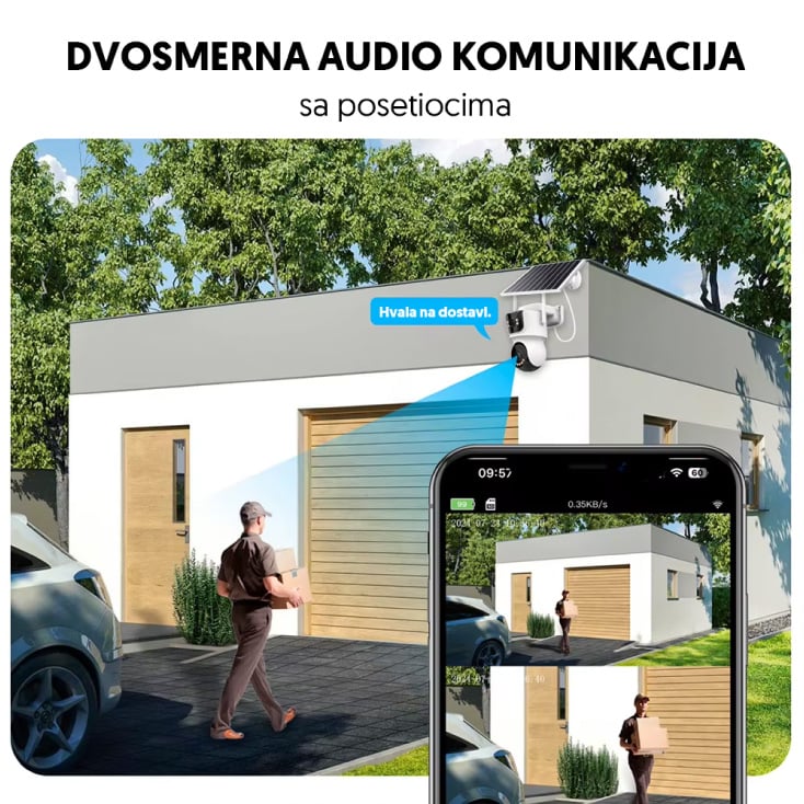 IP Wi-Fi solarna kamera sa dva objektiva, AOV 4MP