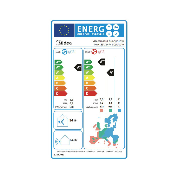 Inverter klima uređaj MIDEA MSAGBU-12HRFN8-QRD1GW
