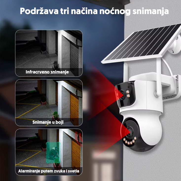 IP Wi-Fi solarna kamera sa dva objektiva, AOV 4MP