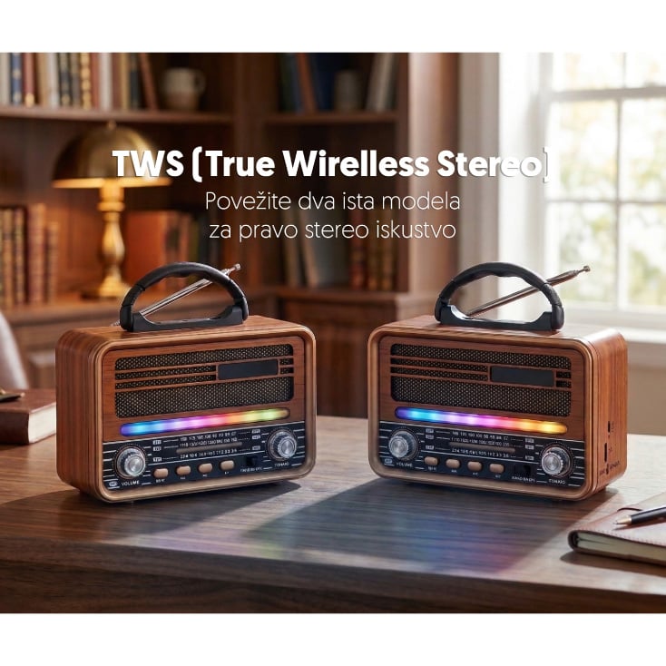 Prenosni retro RGB Bluetooth radio 7068BT