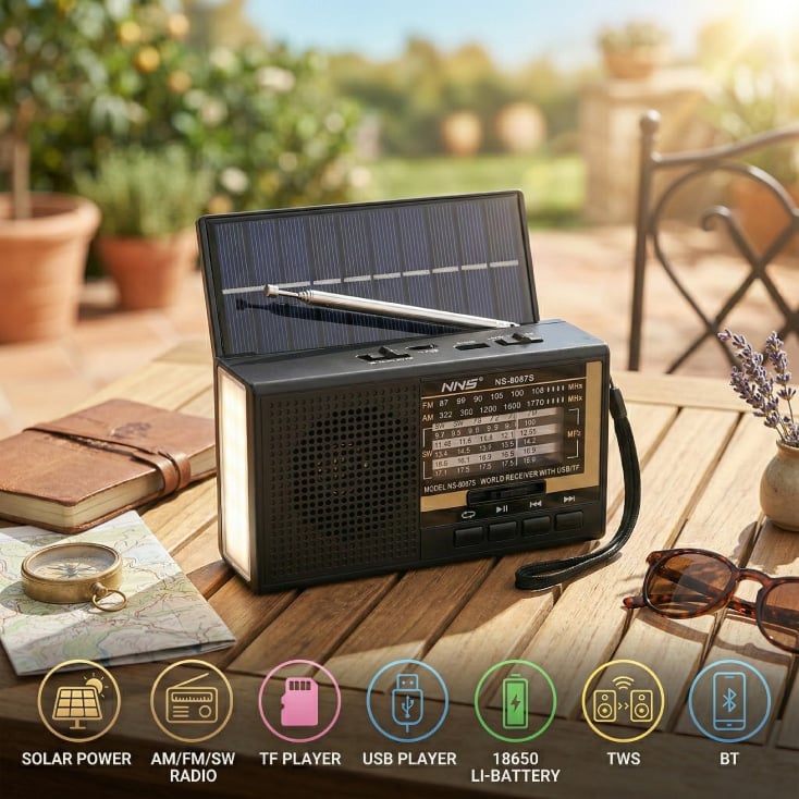 Solarni prenosni Bluetooth radio prijemnik 8087S