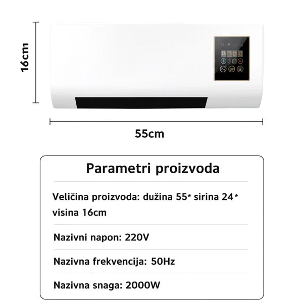 Zidna grejalica 2u1 - Grejanje i hlađenje sa šipkom za sušenje garderobe
